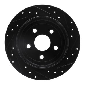 Jeep Wrangler Brake Rotor (1) - Rear Left - R1 Concepts - Drilled & Slotted - Black - `07-`18